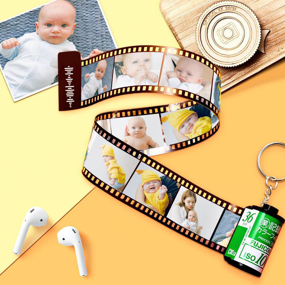 Scannable Music Code Film Keychain Music Photo Engraved Film Keychain Gifts for Her 15 Pics