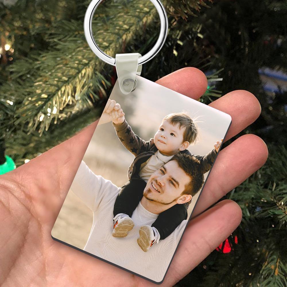 Custom Photo Keychain Density Board Memorial Christmas Gifts for Father Single-sided Customization