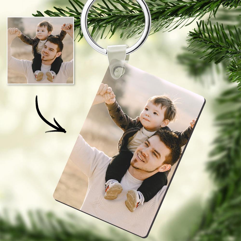 Custom Photo Keychain Density Board Memorial Christmas Gifts for Father Single-sided Customization