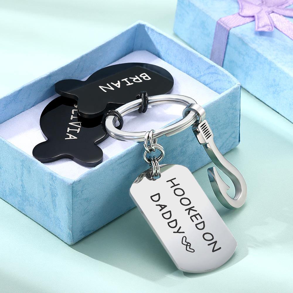 Engraved Little Fish Key Chain with 2 Fish Gift for Lover