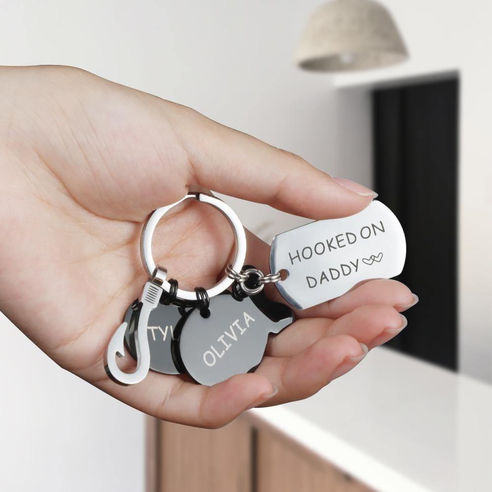 Engraved Little Fish Key Chain with 2 Fish Gift for Lover