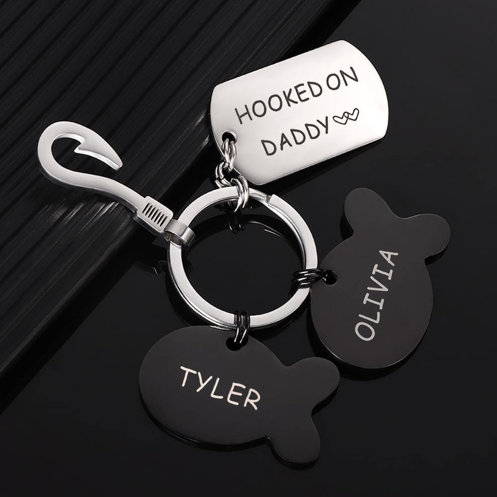 Engraved Little Fish Key Chain with 2 Fish Gift for Lover