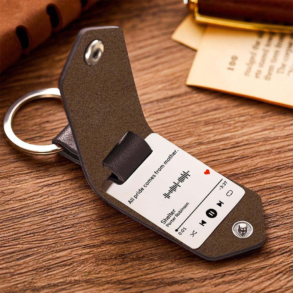 Drive Safe Scannable Music Code Keychain Custom Engraved Music Song Keychains Leather Gifts for Mom