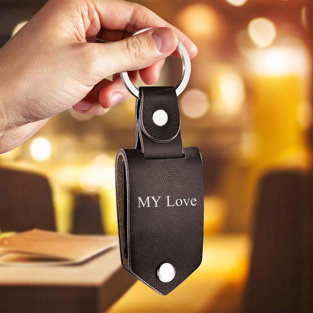 Scannable Music Code Keychain Custom Drive Safe  Engraved Music Song Keychains Leather Gifts for Couple