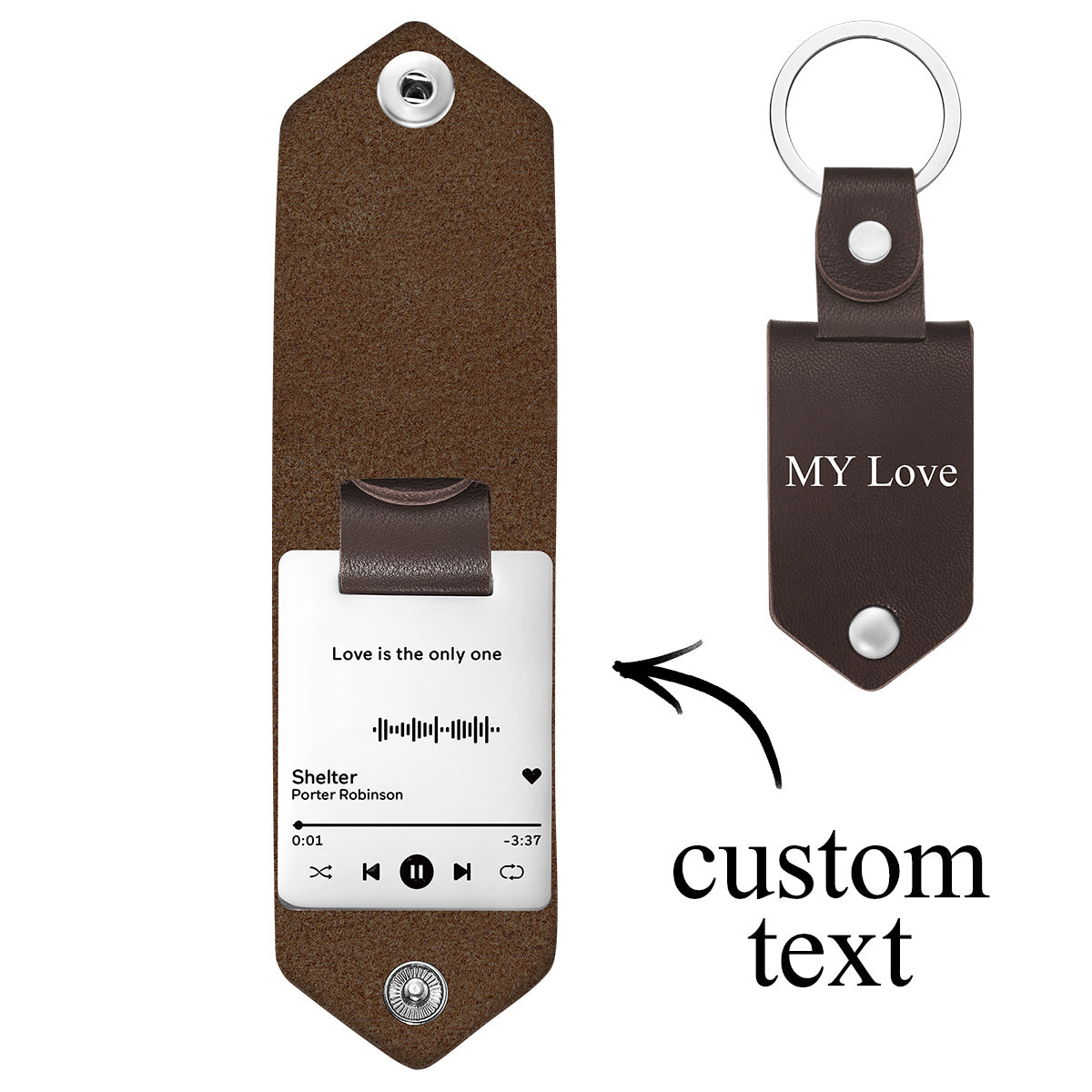 Scannable Music Code Keychain Custom Drive Safe  Engraved Music Song Keychains Leather Gifts for Couple