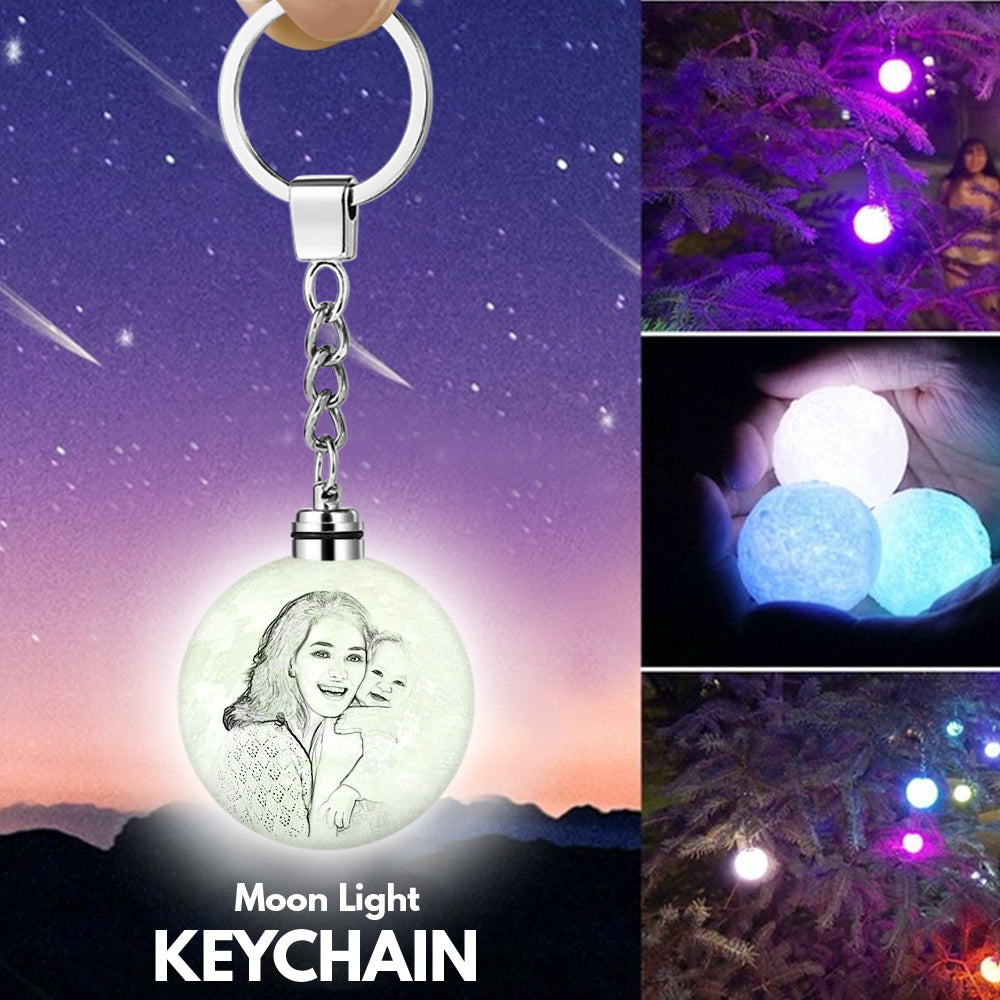 Custom 3D Printed Moon Lamp Keychain Colorful for mom