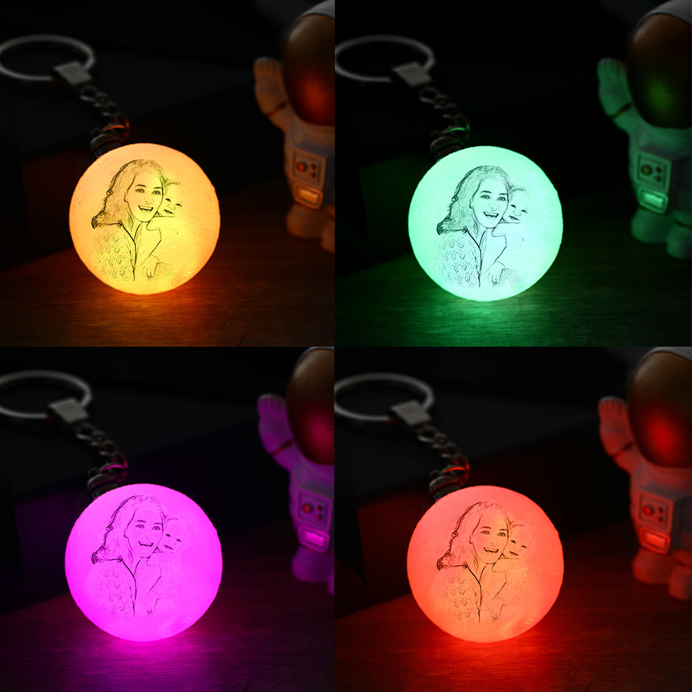 Custom 3D Printed Moon Lamp Keychain Colorful for mom