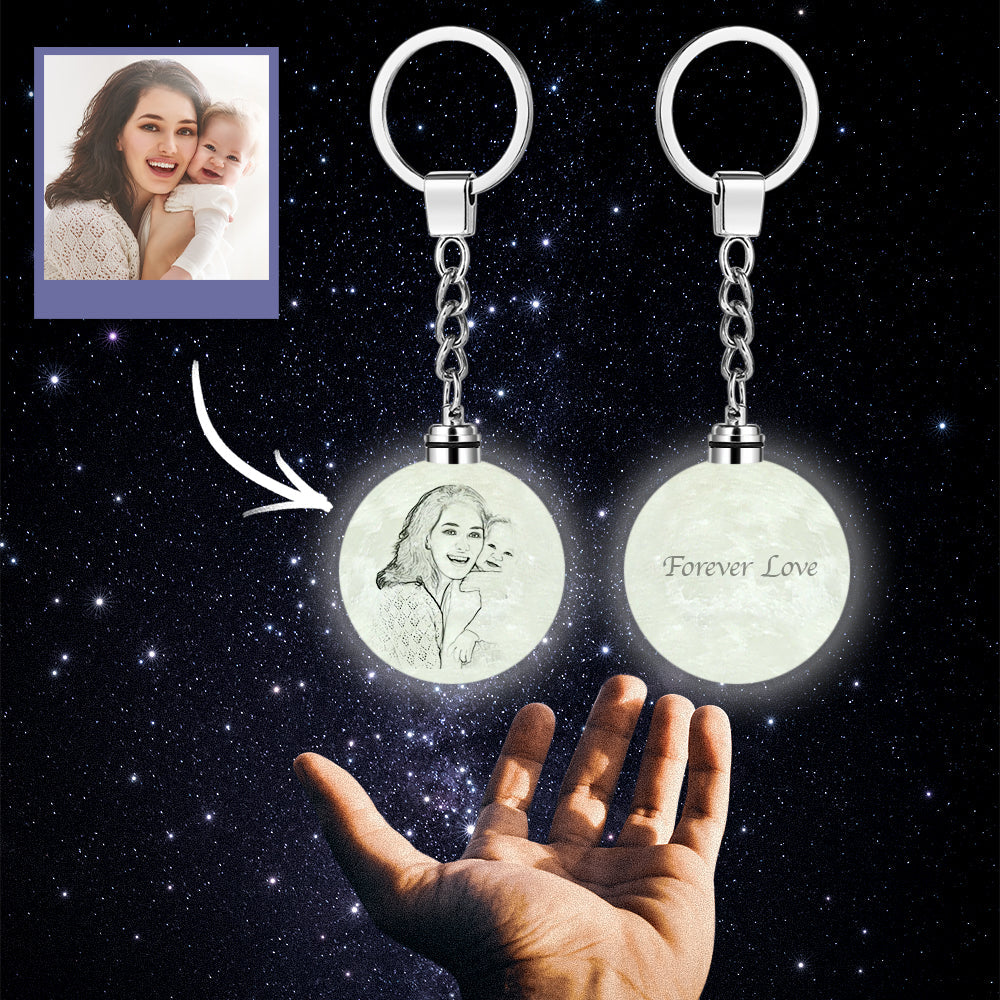 Custom 3D Printed Moon Lamp Keychain Colorful for mom