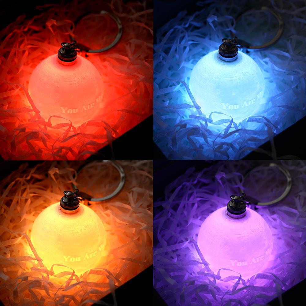 Custom Photo Keychain 3D Printed Moon Lamp Keychain Colorful Anniversary Day Gifts