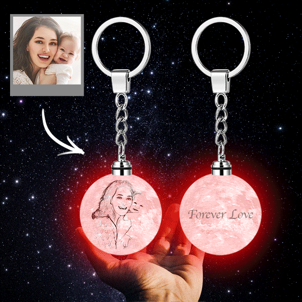Custom 3D Printed Moon Lamp Keychain Colorful for mom