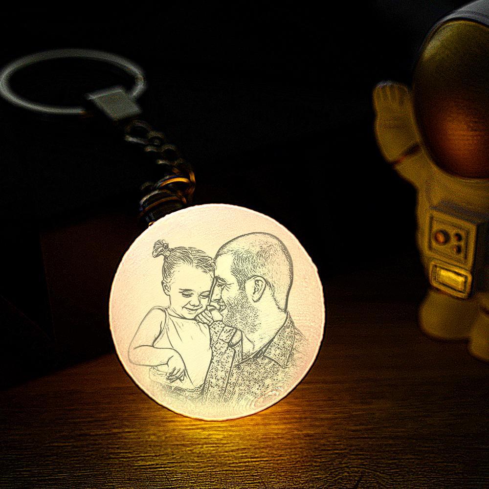 Custom Photo Moon Lamp Keychain 3D Printed Gifts for Dad
