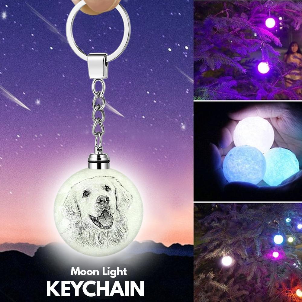 Custom Photo Moon Lamp Keychain 3D Printed Memorial Gifts