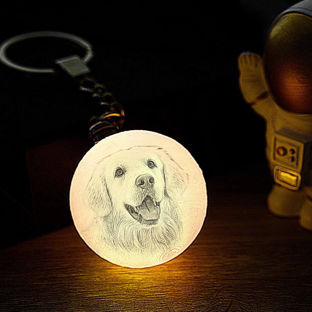 Custom Photo Moon Lamp Keychain 3D Printed Memorial Gifts