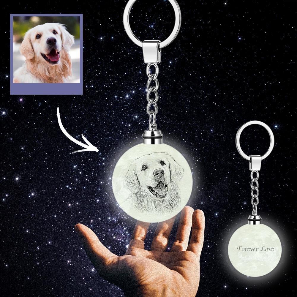 Custom Photo Moon Lamp Keychain 3D Printed Memorial Gifts