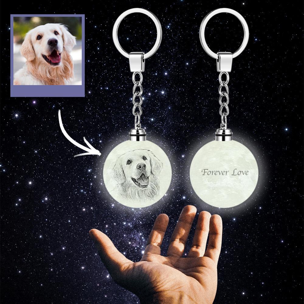 Custom Photo Moon Lamp Keychain 3D Printed Memorial Gifts