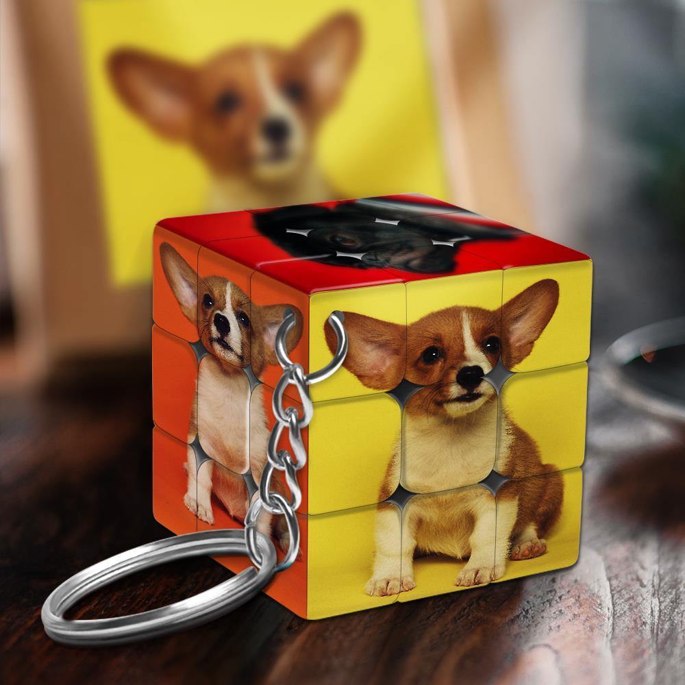 Custom Multiphoto Rubic's Cube Keychain Cute Pet