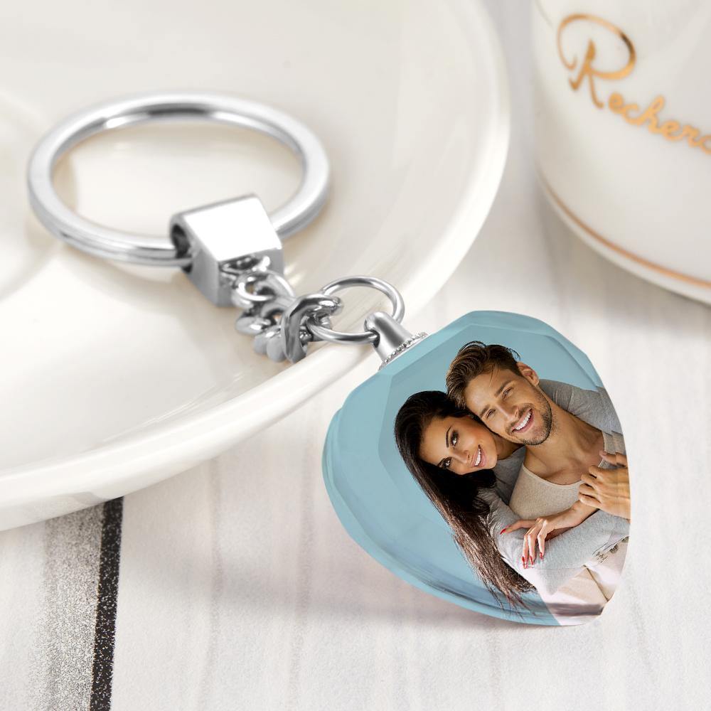 Custom Photo Keychain Crystal Keychain Christmas Gifts Heart-shaped