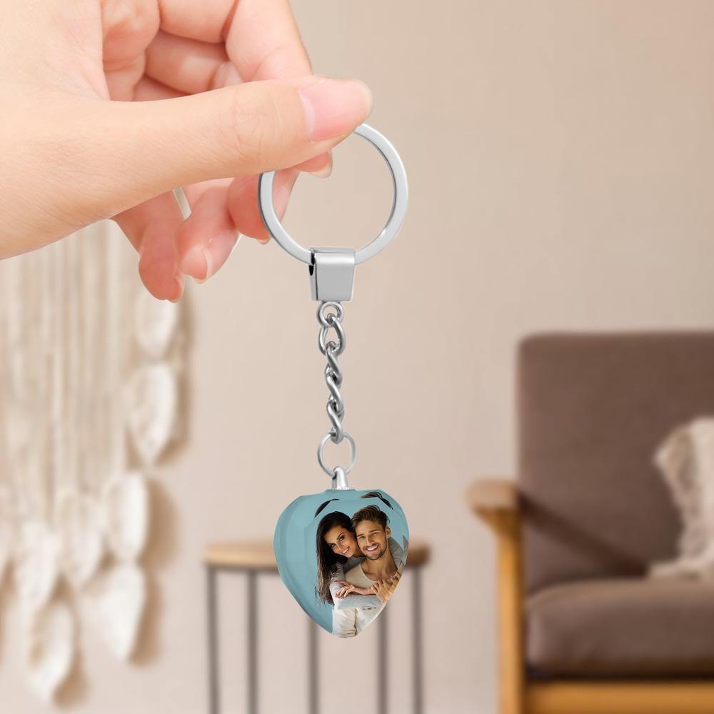Custom Photo Keychain Crystal Keychain Christmas Gifts Heart-shaped