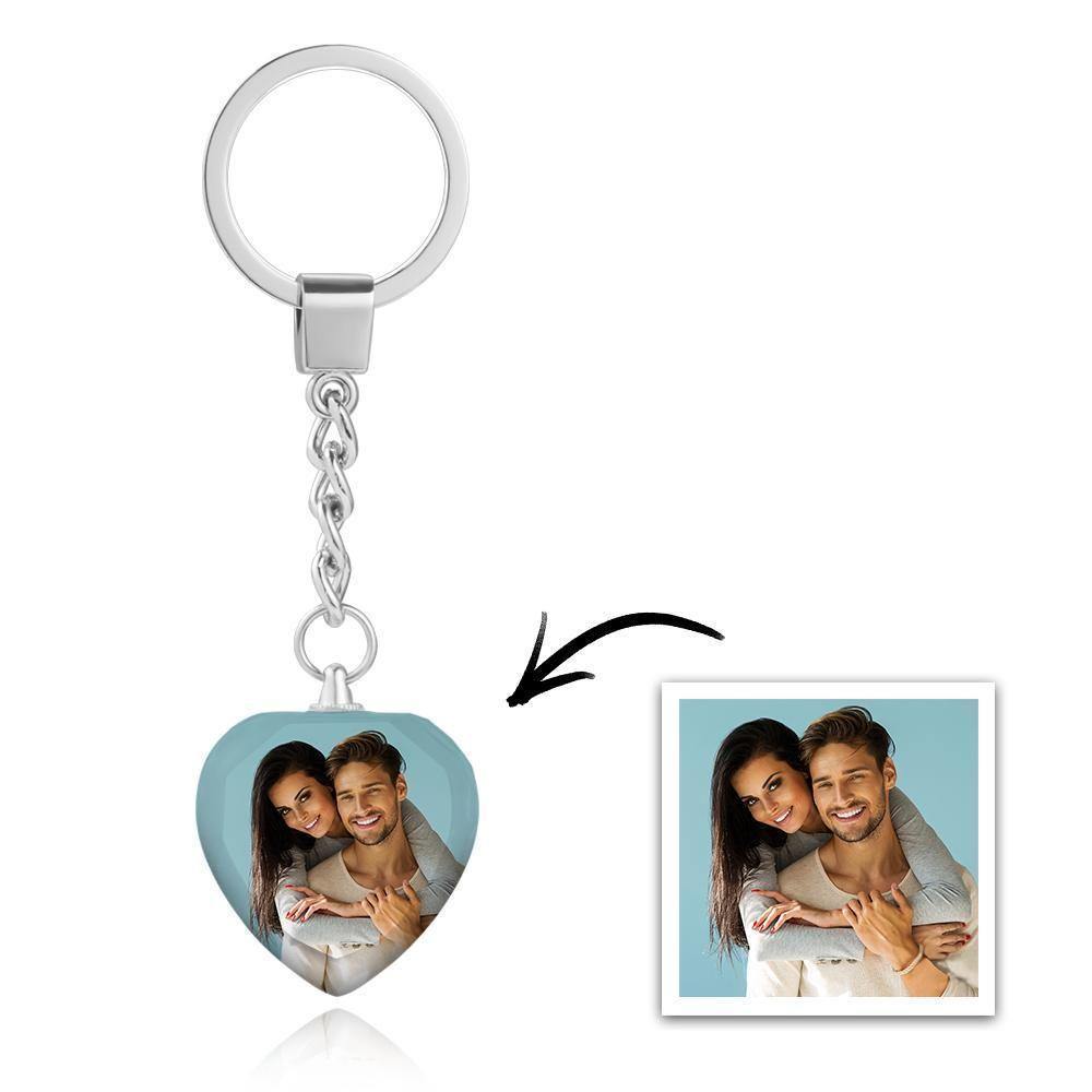 Custom Photo Keychain Crystal Keychain Christmas Gifts Heart-shaped