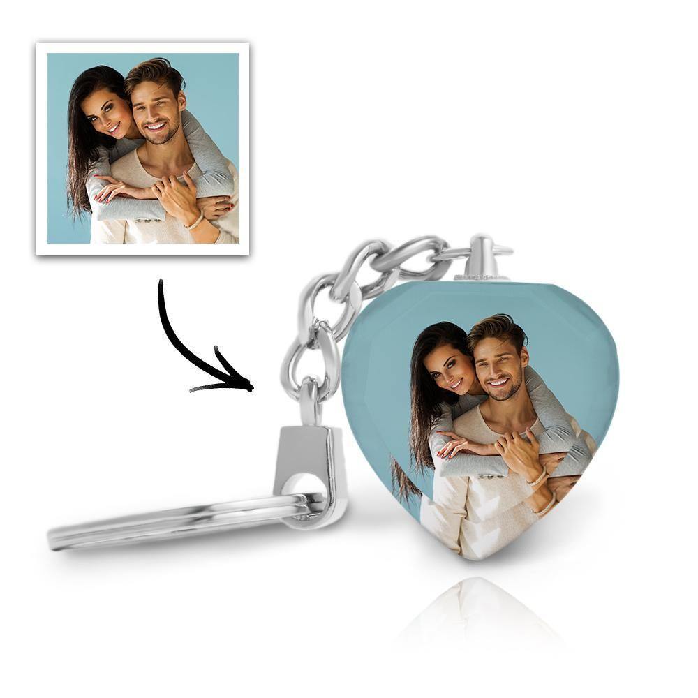 Custom Photo Keychain Crystal Keychain Christmas Gifts Heart-shaped