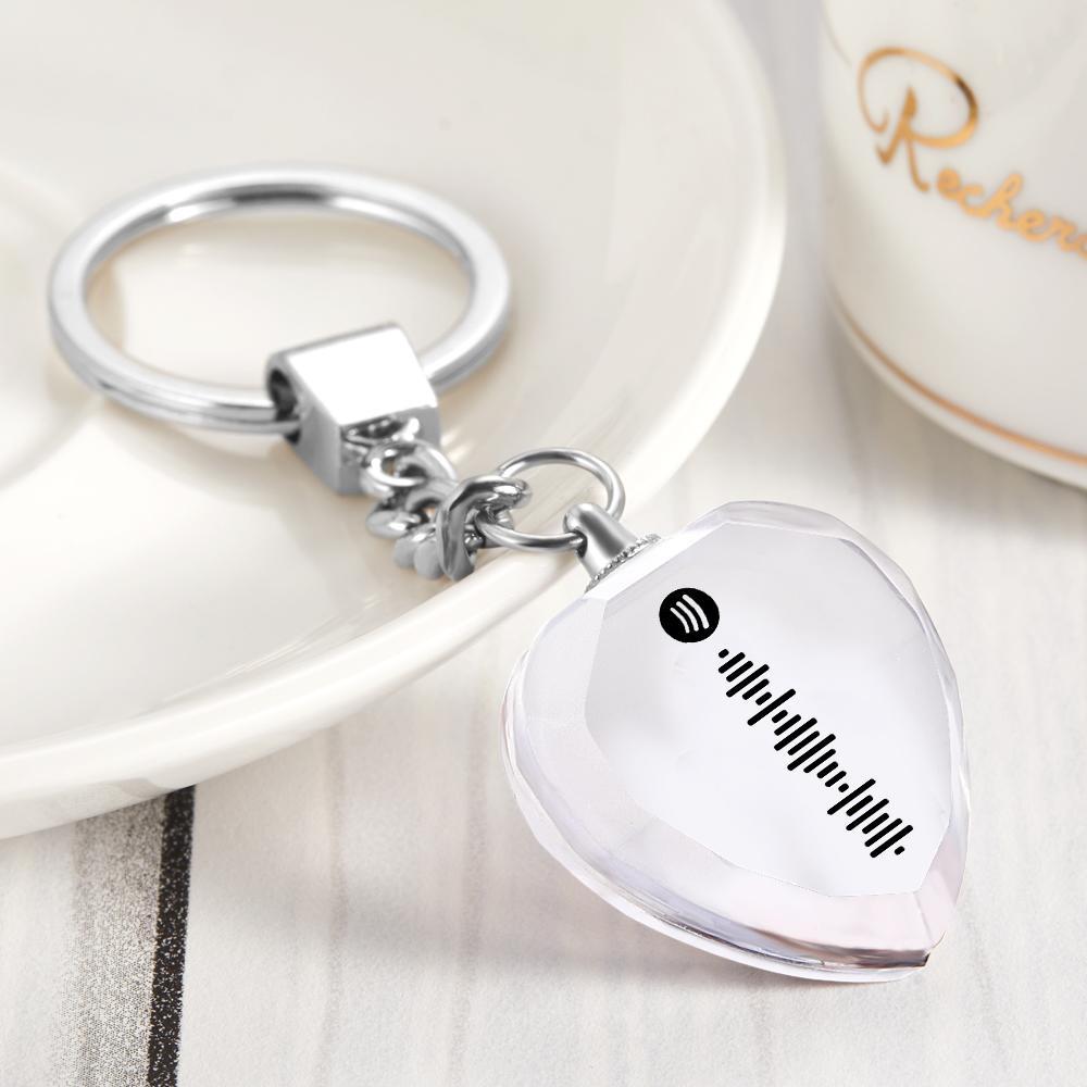 Scannable Custom Spotify Code Keychain Engraved Music Song Crystal Keychain Memorial Gifts
