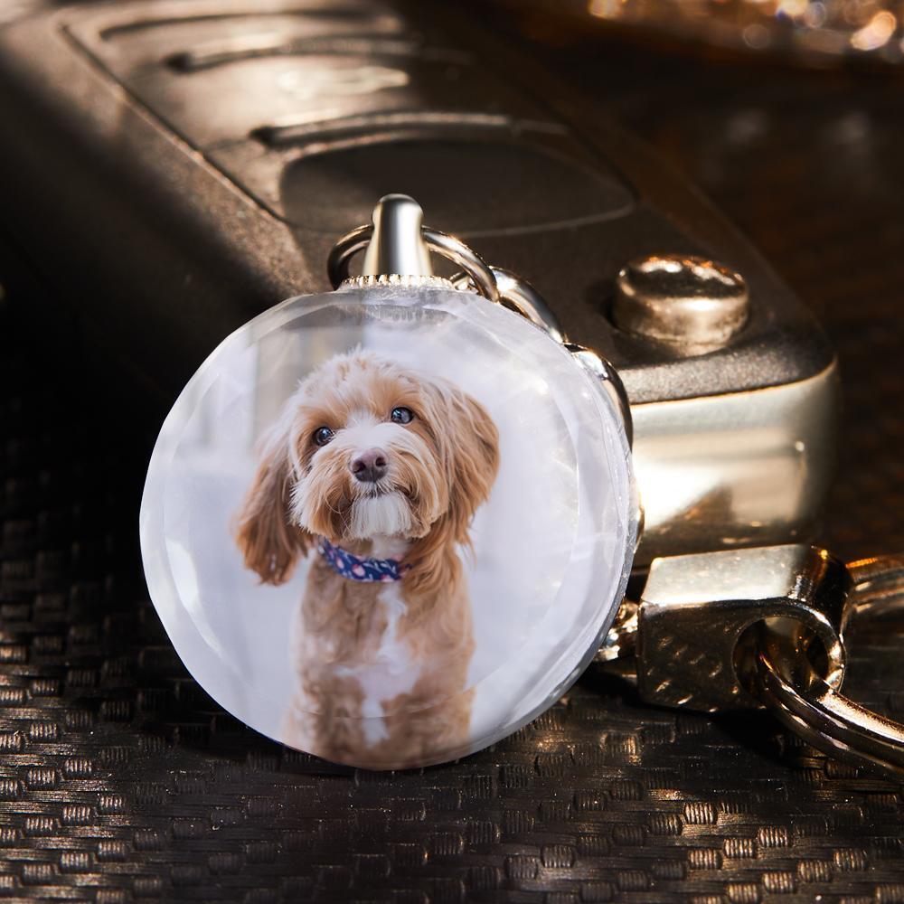 Custom Photo Keychain Crystal Keychain Two Pictures Round Shaped