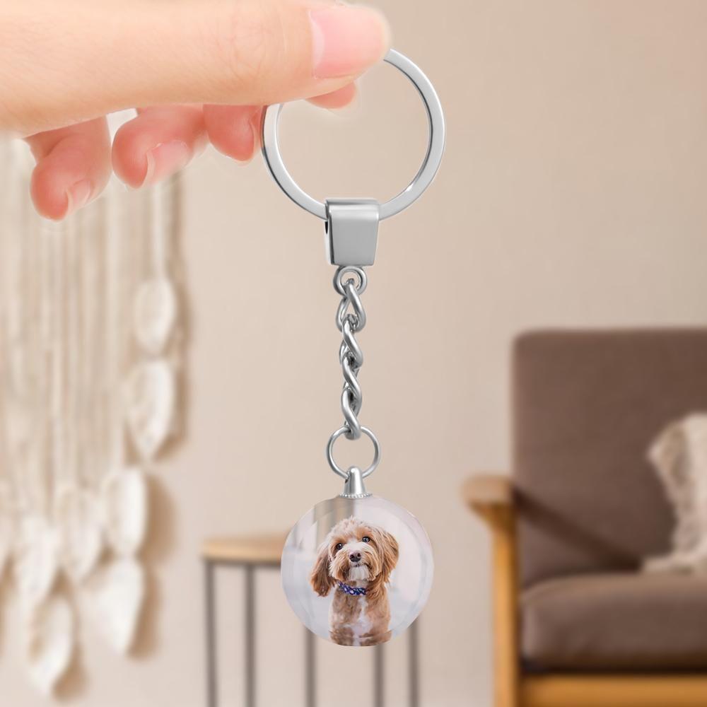 Custom Photo Keychain Crystal Keychain Two Pictures Round Shaped