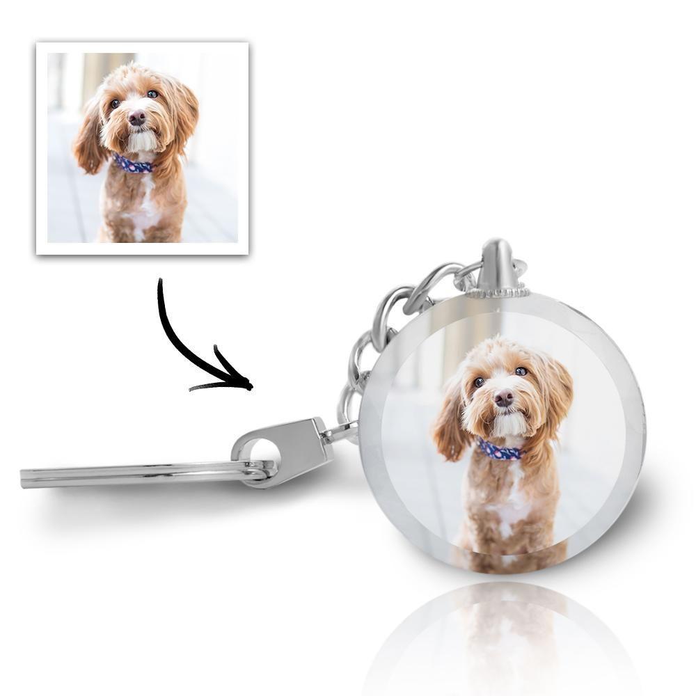 Custom Photo Keychain Crystal Keychain Two Pictures Round Shaped