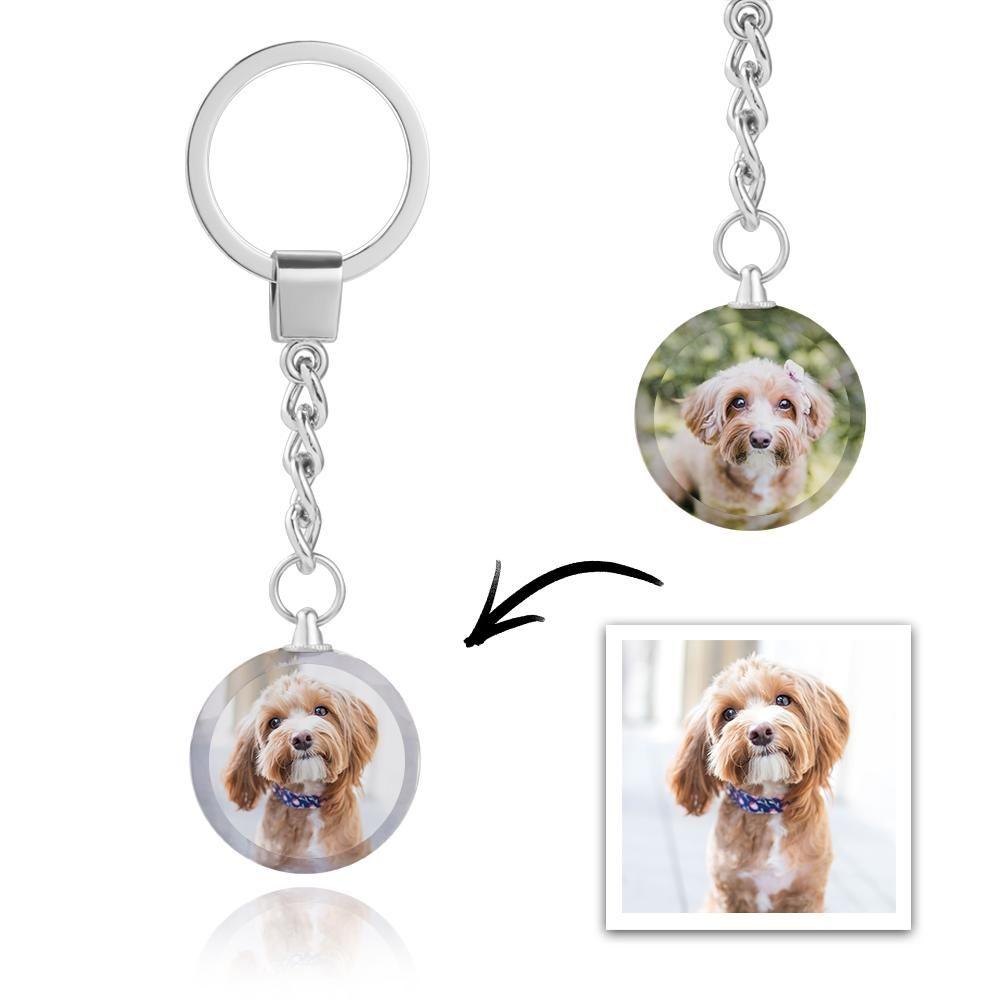 Custom Photo Keychain Crystal Keychain Two Pictures Round Shaped