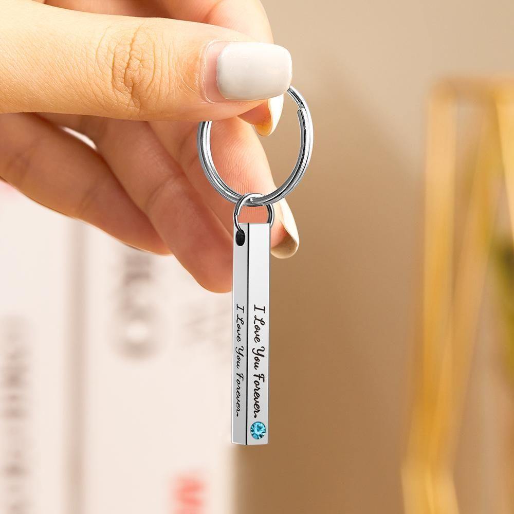 3D Engraved Keychain with Birthstone February