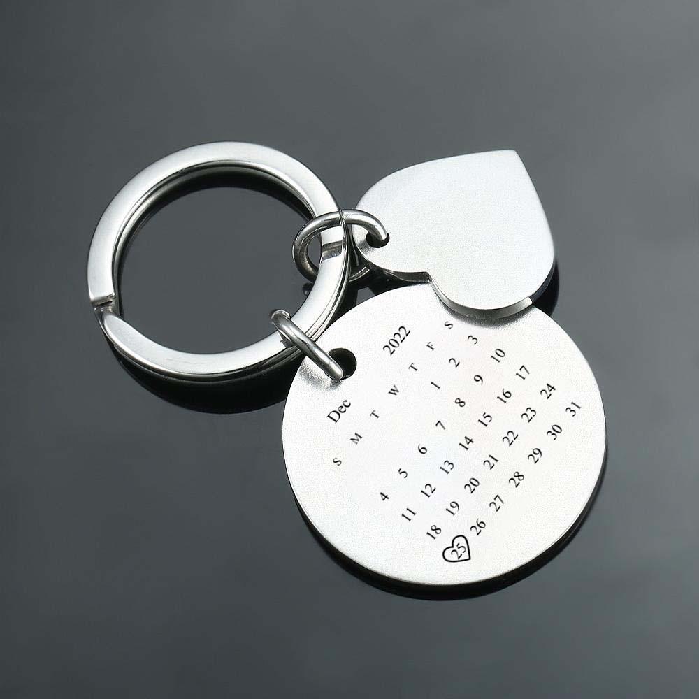 Custom Photo Keychain Personalized Engraved Calendar Keychain Gift for Christmas