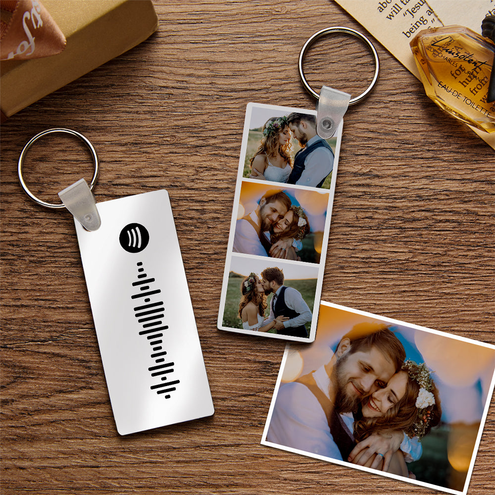 Spotify Code Keychain Custom Photo Double-Sided Personalized Gifts Green
