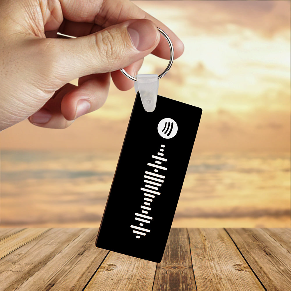 Spotify Code Keychain Custom Photo Double-Sided Personalized Gifts Blue