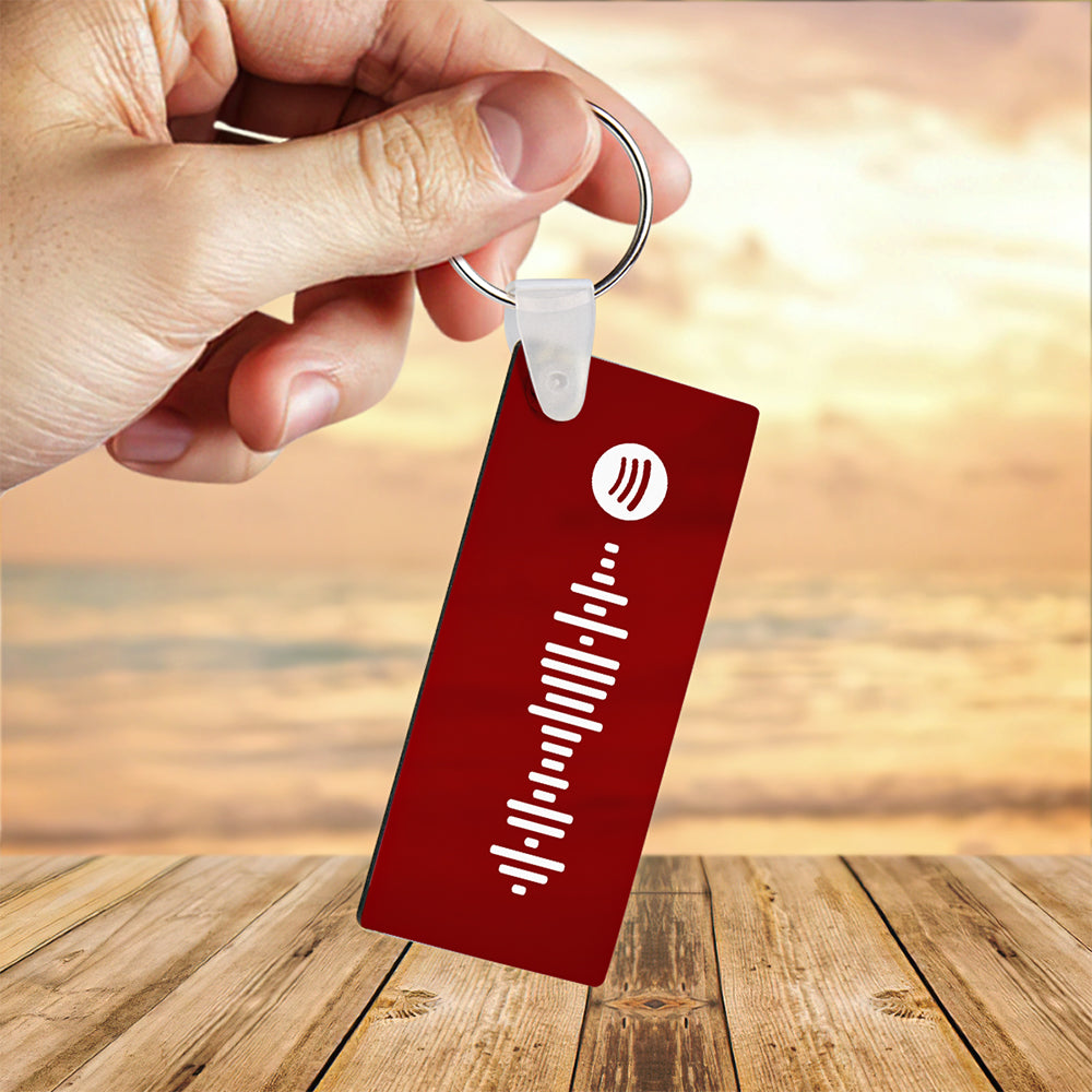 Spotify Code Keychain Custom Photo Double-Sided Personalized Gifts Red