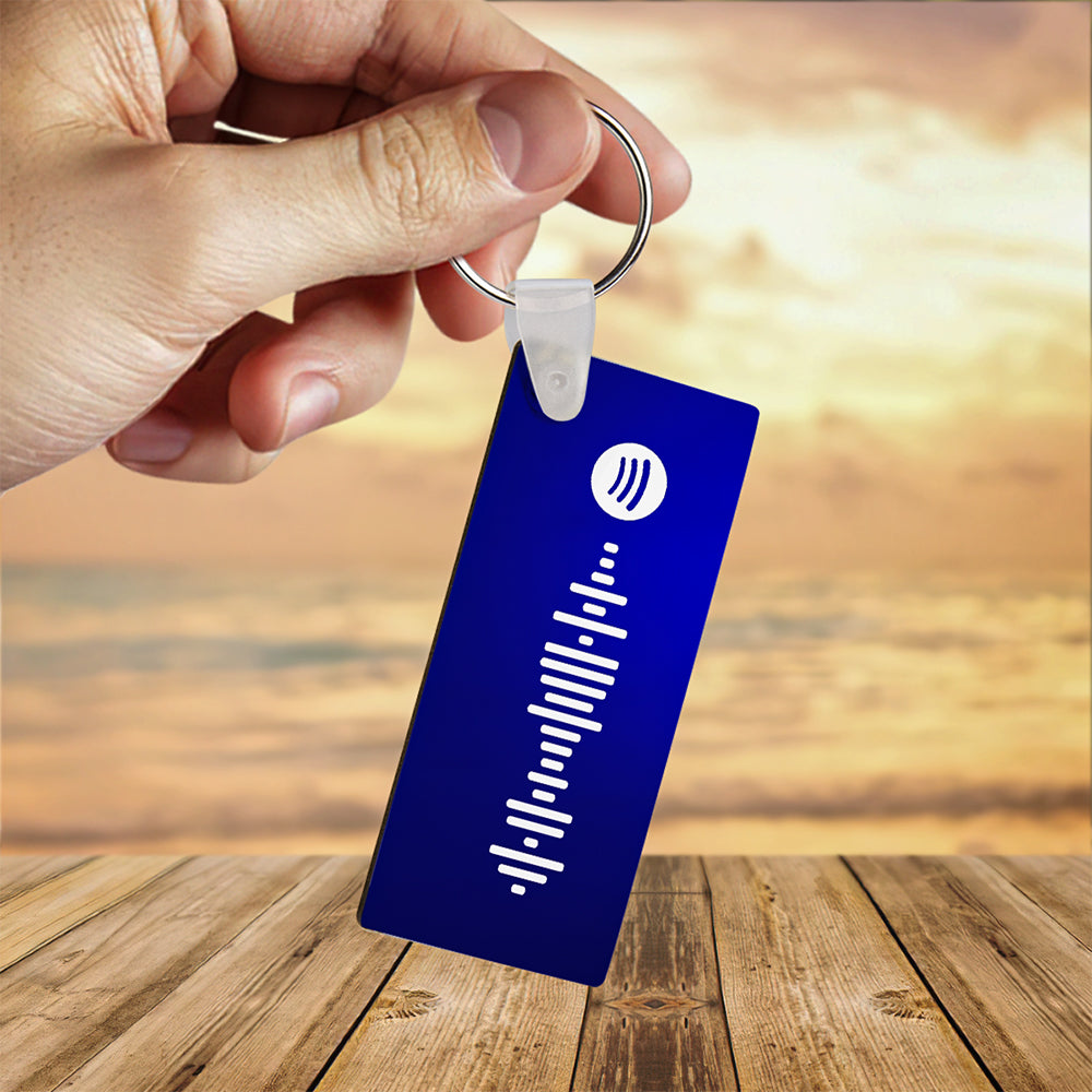Spotify Code Keychain Custom Photo Double-Sided Personalized Gifts Black