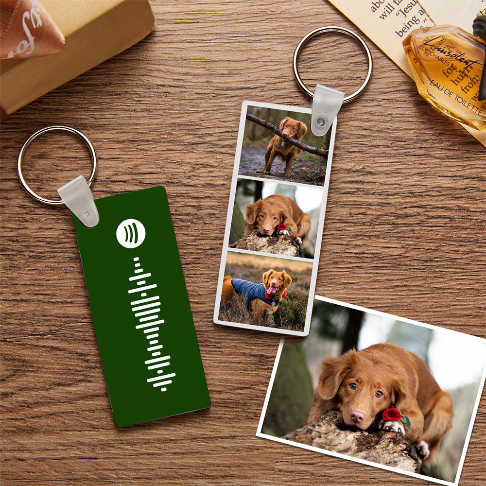 Spotify Code Keychain Custom Photo Double-Sided Personalized Best Gifts