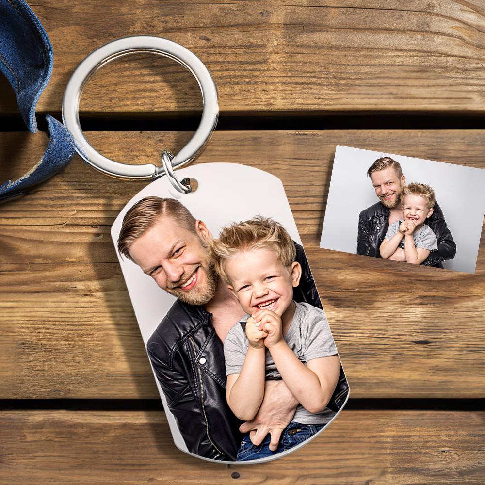 Personalized Dad Keychain With Text Custom Kids Name Keychain Gift Photo Key Ring Gift For Dad