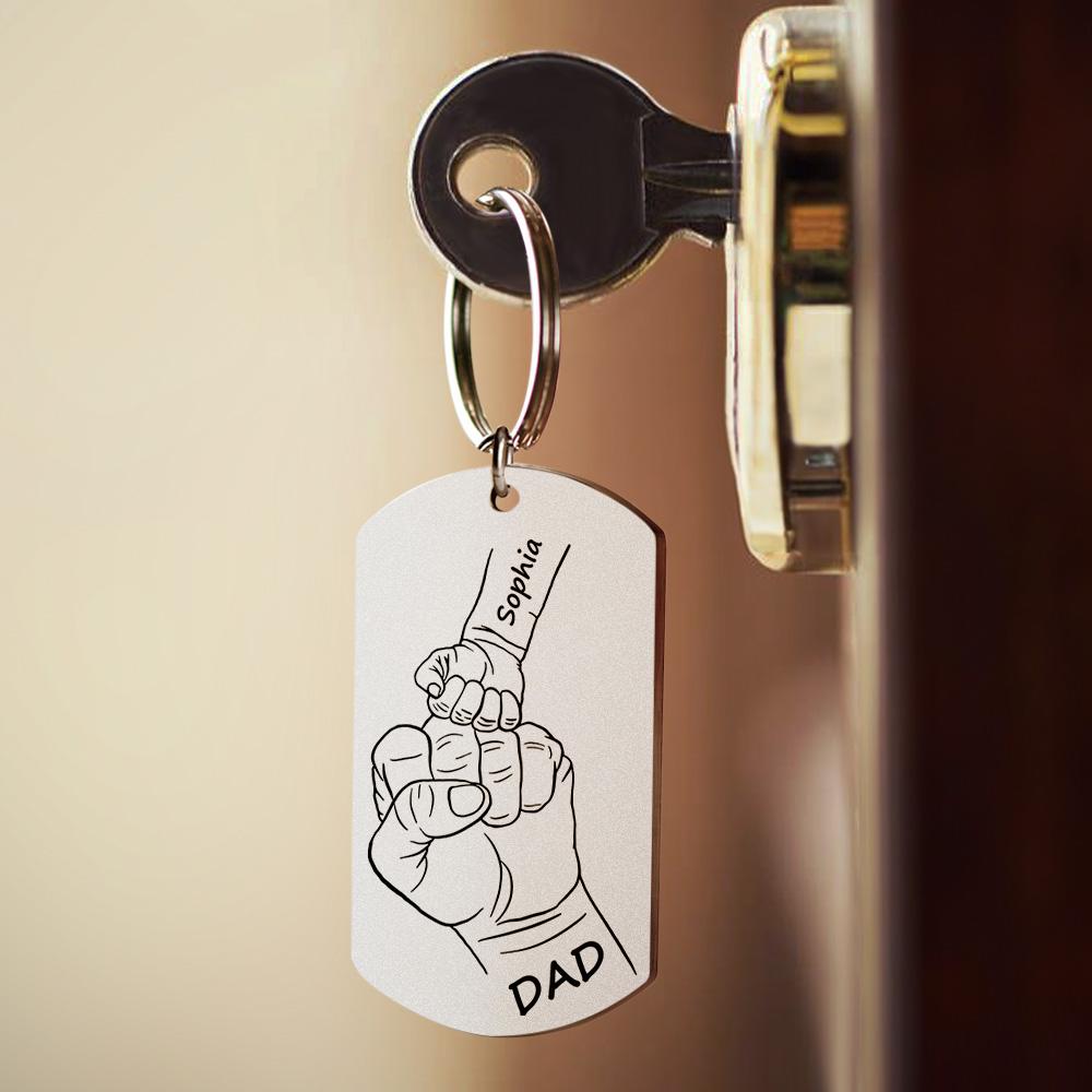 Personalized Dad Keychain With Text Custom Kids Name Keychain Gift Photo Key Ring Gift For Dad