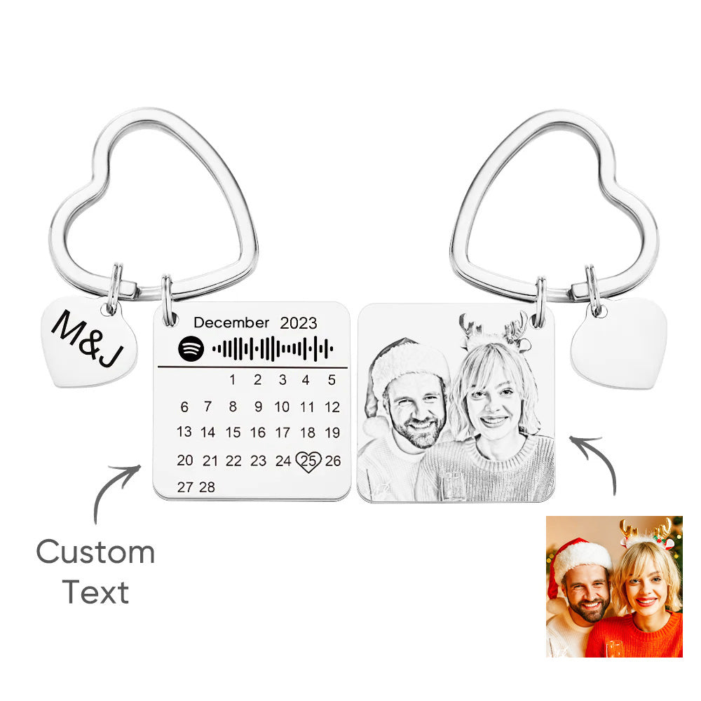 Custom Spotify Calendar Custom Calendar Photo Keychain Anniversary Gifts Heart Shape Keychain Christmas Gift