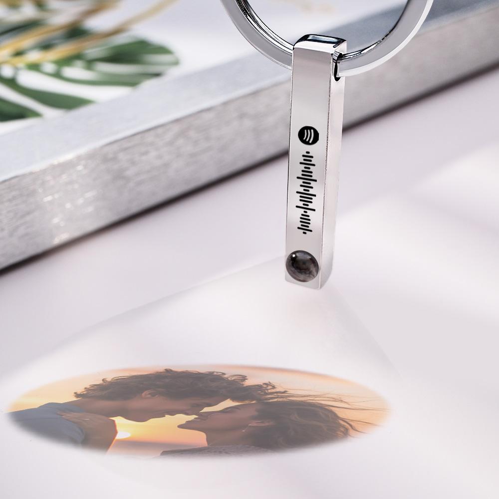 Personalized Photo Projection Keychain Custom Scannable Spotify Code Keychain Memorial Song Gift