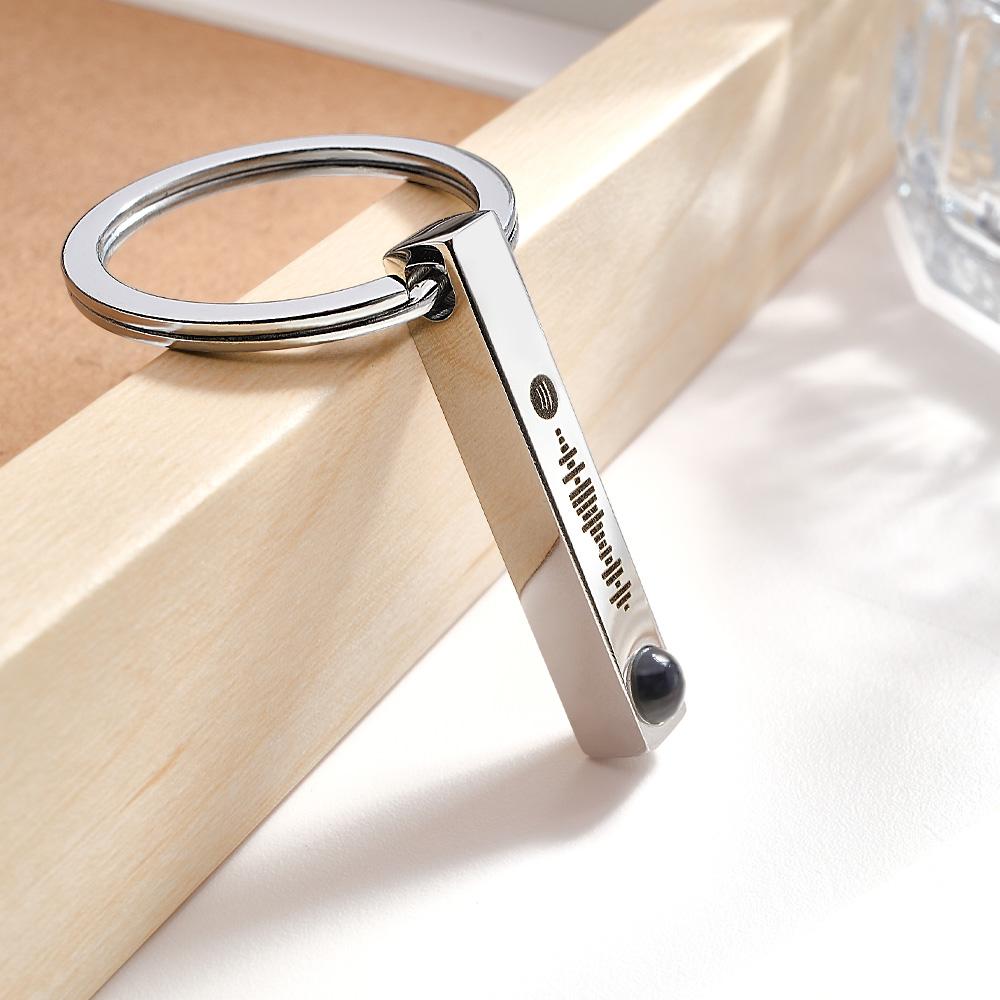 Personalized Photo Projection Keychain Custom Scannable Spotify Code Keychain Memorial Song Gift