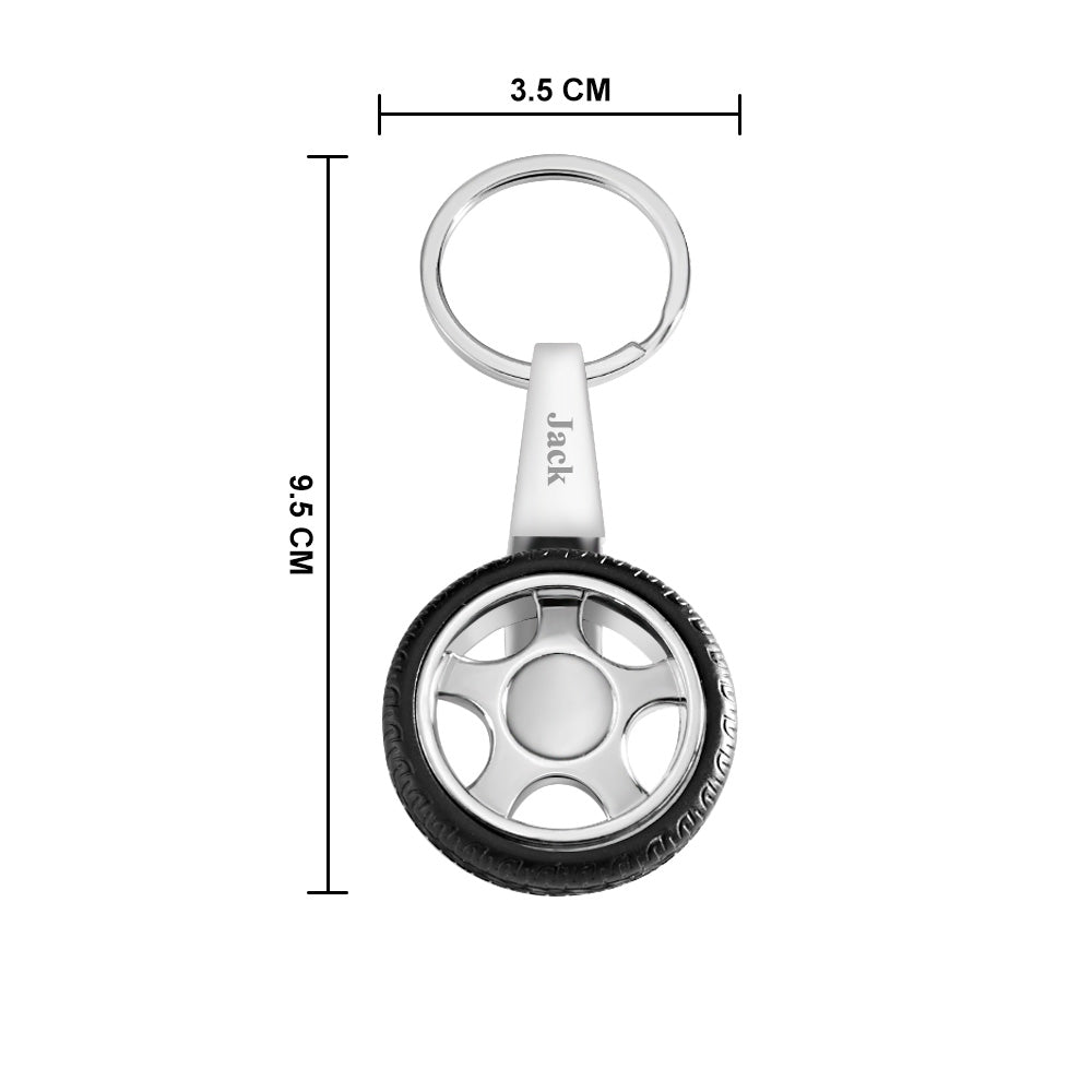 Custom Name Spinning Tire Keychain Gifts for Him