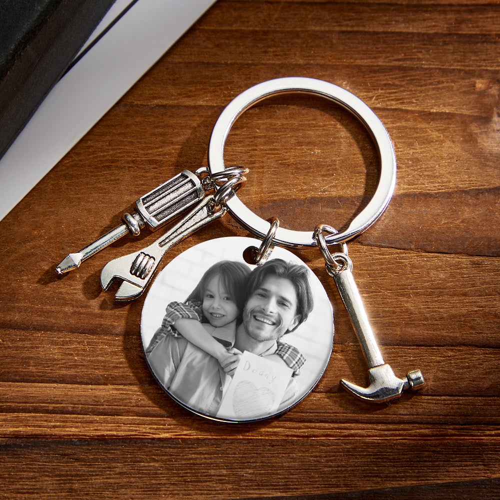 Engraved Keychain Custom Photo Repair Tool Set Charm Father's Day Gifts