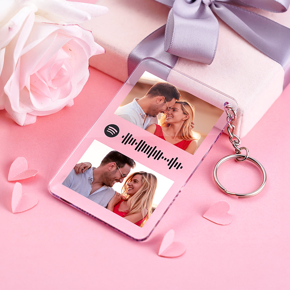 Customized Scannable Spotify Code Plaque Keychain Custom Music and Photo Song Keychain Christmas Gifts For Couple
