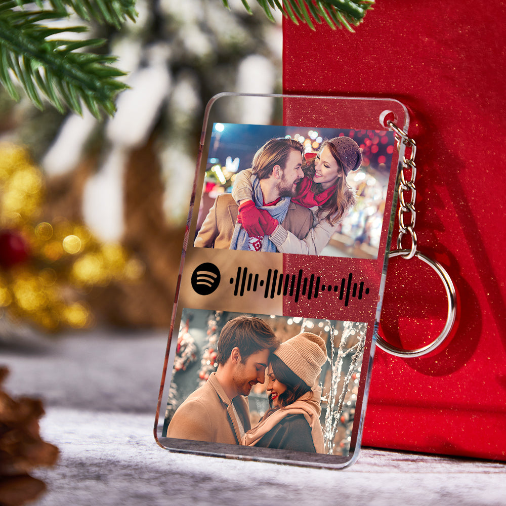 Customized Scannable Spotify Code Plaque Keychain Custom Music and Photo Song Keychain Christmas Gifts For Couple
