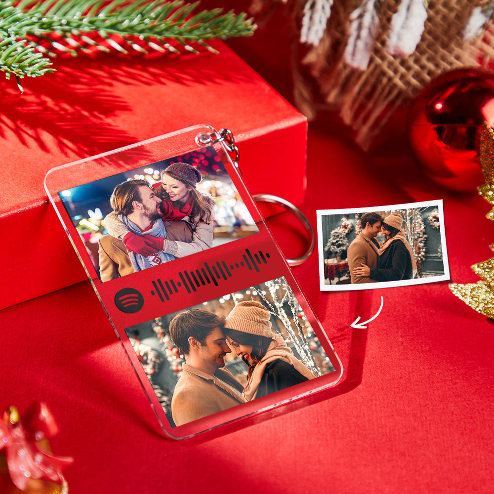 Customized Scannable Spotify Code Plaque Keychain Custom Music and Photo Song Keychain Christmas Gifts For Couple