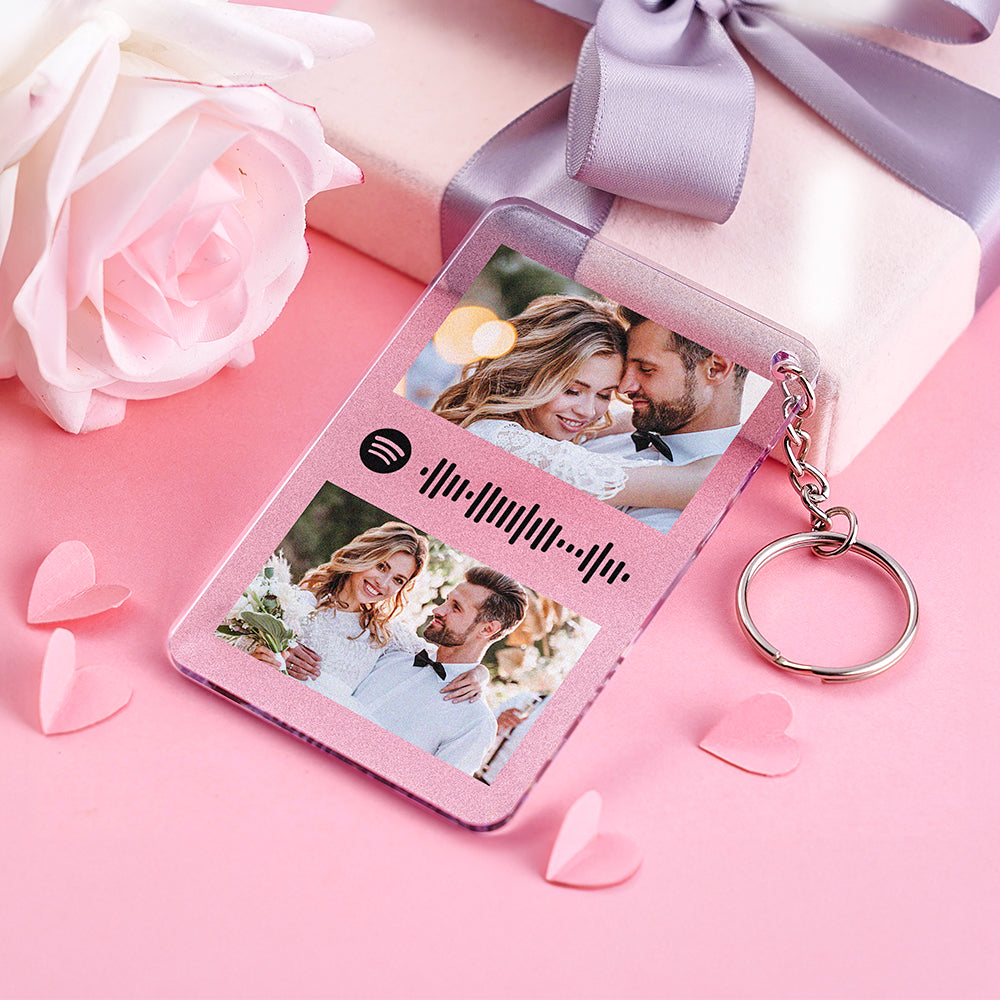 Customized Scannable Spotify Code Plaque Keychain Custom Music and Photo Song Keychain Christmas Gifts For Couple