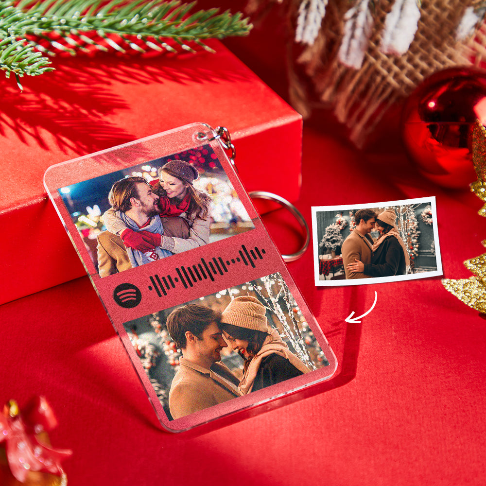 Customized Scannable Spotify Code Plaque Keychain Custom Music and Photo Song Keychain Christmas Gifts For Couple