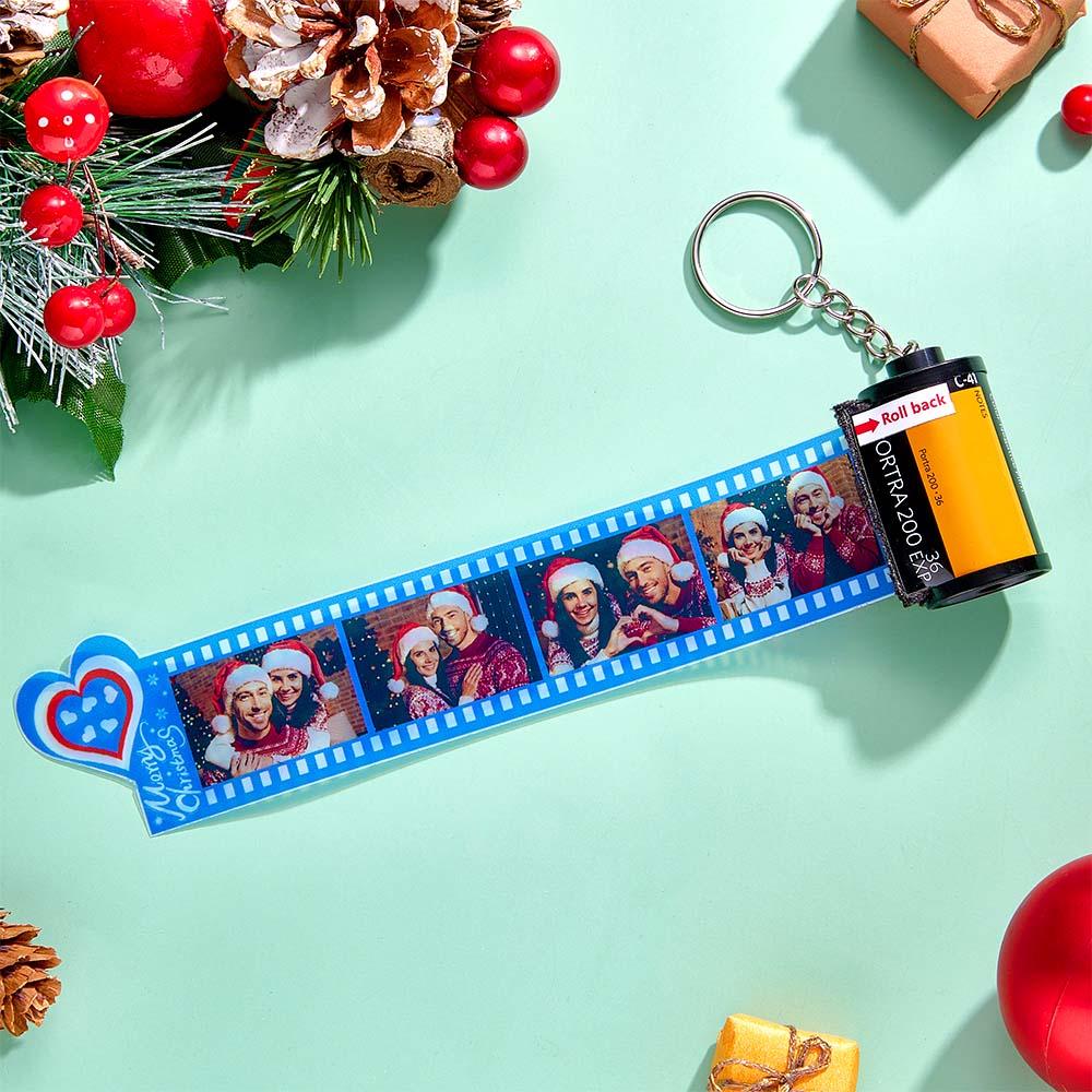 Custom Photo Film Roll Keychain Colorful Heart Decor Camera Keychain Christmas Day Gift