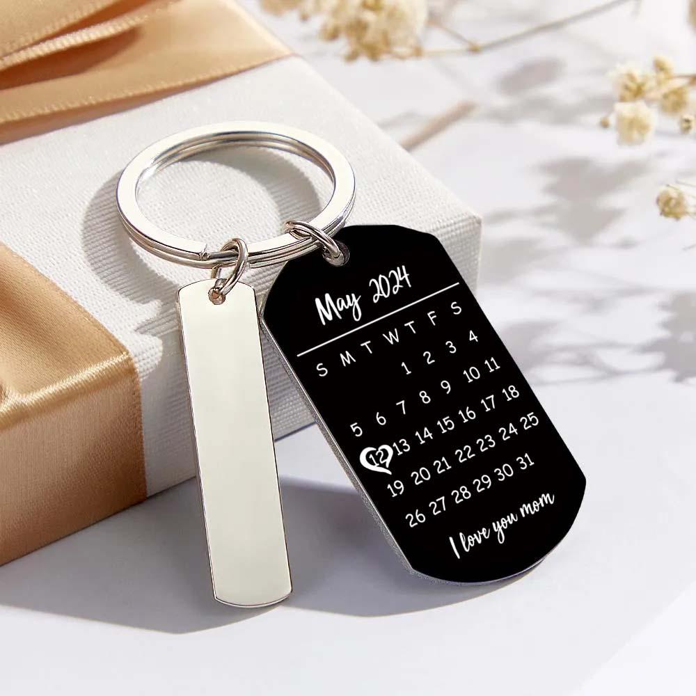 Personalized Spotify Calendar Keychain Custom Picture & Music Song Code Couples Photo Keyring Gift for Mother
